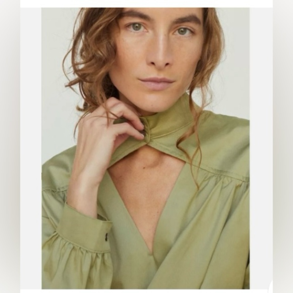 Holiday Sale-Harshen cute blouse, buttons at neck or open collar